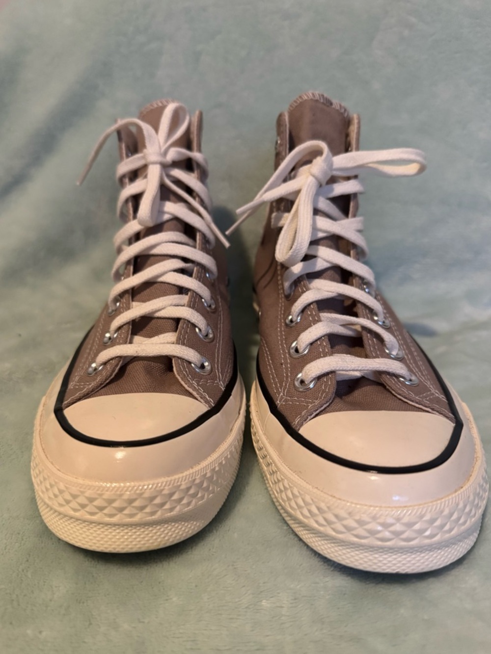 Converse High-Top Sneakers in Taupe and Cream